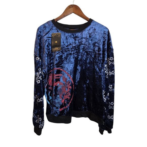 SOLD Disney Princess Women Asian Inspired Velour Top Floral XXL - Picture 3 of 16